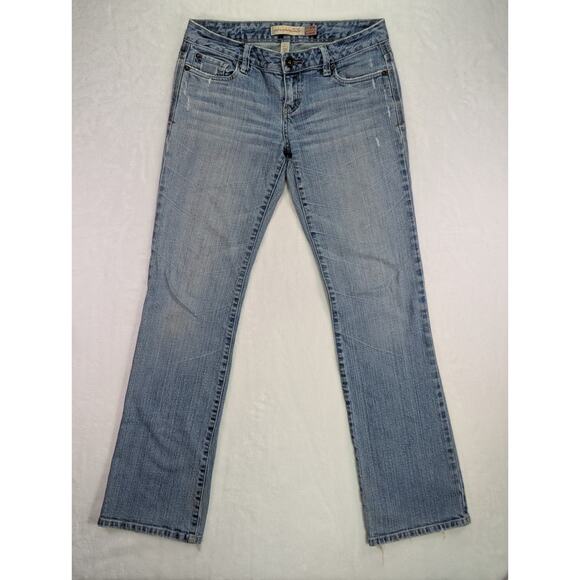 Aeropostale 3/4 Reg Chelsea Bootcut Distressed Low Rise Med Wash Embroidered Y2K - Picture 1 of 16